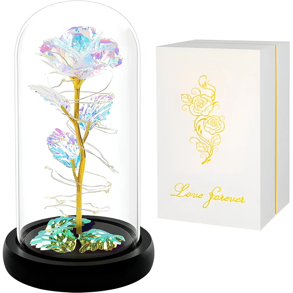 Roses Gifts for Women, Mom Birthday Gifts, Colorful Artificial Flower Rose Light Gift in a Glass Dome, Gifts for Daughter Women Mom Rose Gifts for Mothers Day, Valentines Day, Anniversary