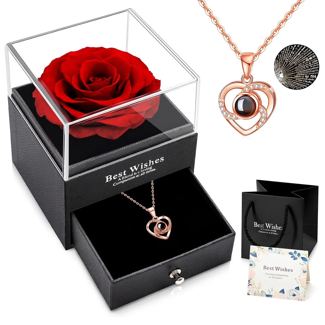 Eternal Rose Necklace™ – “I Love You” in 100 Languages